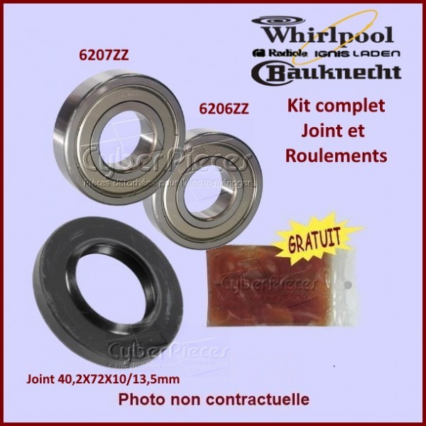 Kit palier Whirlpool 481011107487 roulement tambour lave-linge