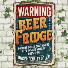 Vintage Beer Fridge Sign Mega Signs Aluminum Retro Diner Wall Decor