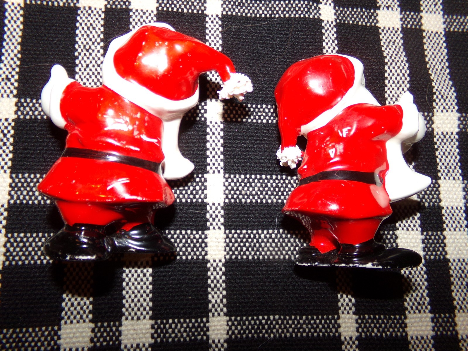 2 Vintage Kreiss Psycho Ceramics Santa Claus candle huggers