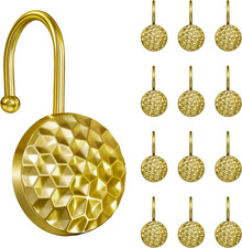 Gold Shower Curtain Hooks, Metal Home Decorative Shower Curtain Rings for Bathro