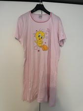 Looney Tunes Damen Nachthemd Schlafshirt Oberteil Größe XL Rosa Tweety Gebraucht
