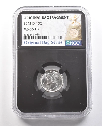 1943-D Mercury Dime Original Bag Fragment MS66 FB NGC *6136