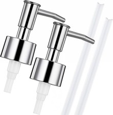 2 Pack Lotion Soap Dispenser Pump Replacement Head Silver