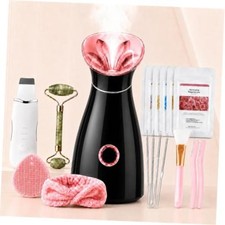 Facial Steamer Deep Cleaning Kit: Nano Ionic Face Steamer with Black Rose Gold