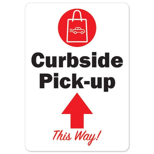COVID-19 Notice Sign - Curbside Pick-up This Way Up Arrow | Vinyl Decal | Pro...