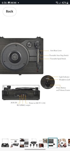 WIRELESS BLUETOOTH VINYL RECORD PLAYER USB BELT DRIVEN TURNTABLE (BLACK) ~ NEW - Picture 17 of 18