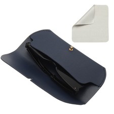 7.1" x 1.2" x 2.9" Leather Eyeglass Cases with Cleaning Cloth Blue 