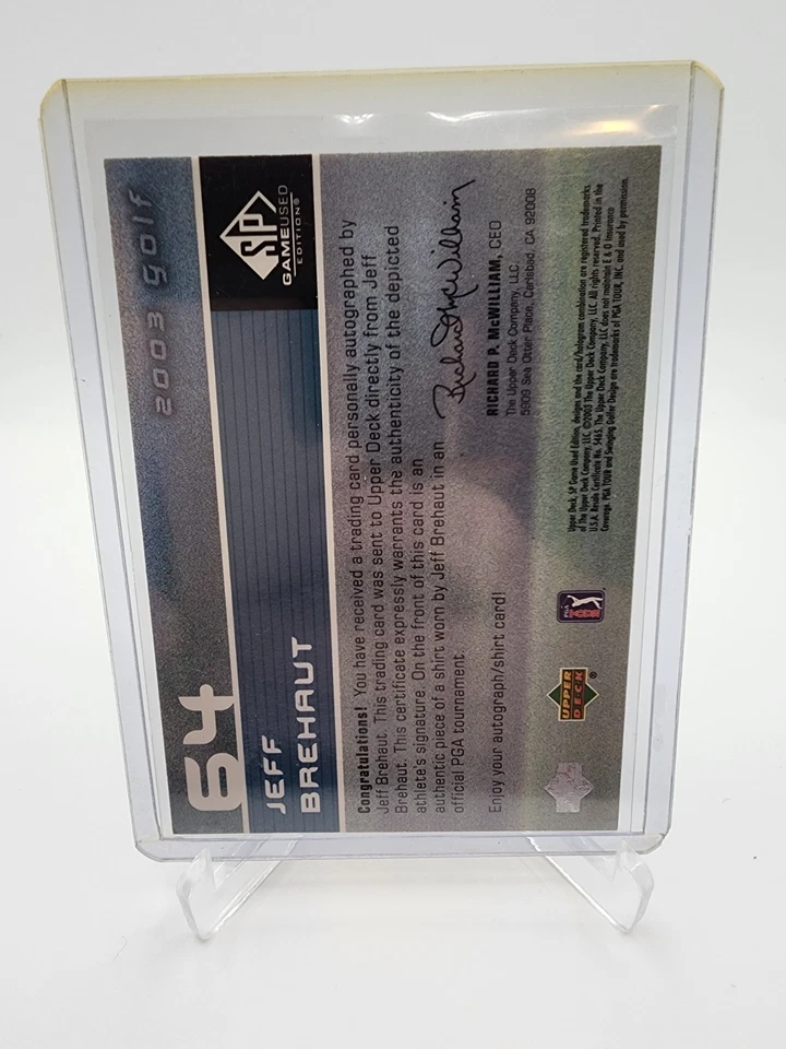2003 SP Game Used Edition Jeff Brehaut First Tee RC Shirt Auto RC #'d /2300 SP - Image 2 of 2