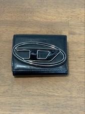 Diesel Men Trifold Wallet Black 9.5x2x11.5cm Genuine leather Luxury Compact ITA