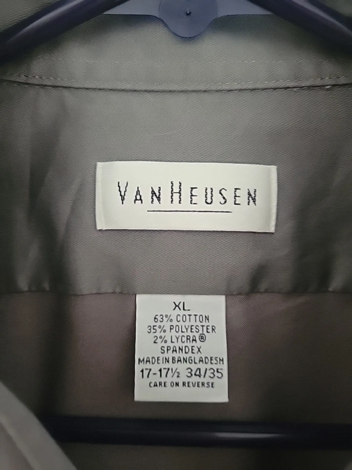 Van Heusen para hombre talla 17 1/2. Camisa de vestir 34/35 XL gris manga larga. Foto 2 de 4