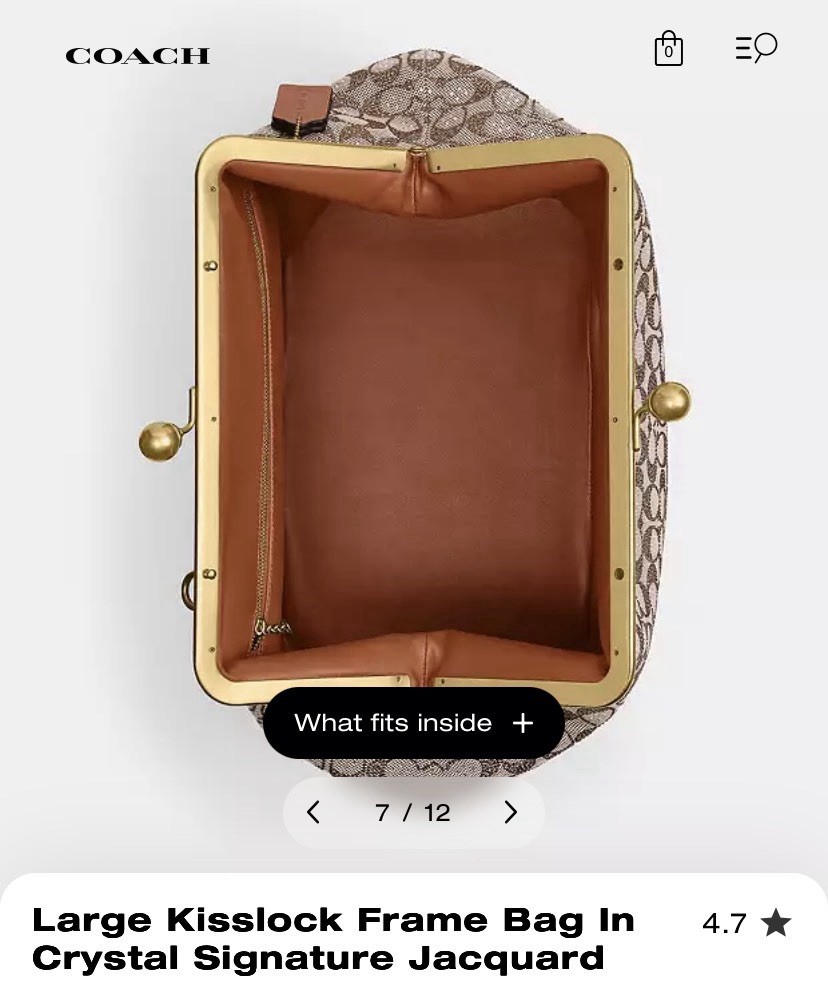 NWT COACH Large Kisslock Frame Bag In Crystal Signature Jacquard image 4