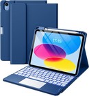 Harvopu Étui Clavier iPad 11"/10,9" avec Trackpad, Rétroéclairé 7 Couleurs - Bleu Marine