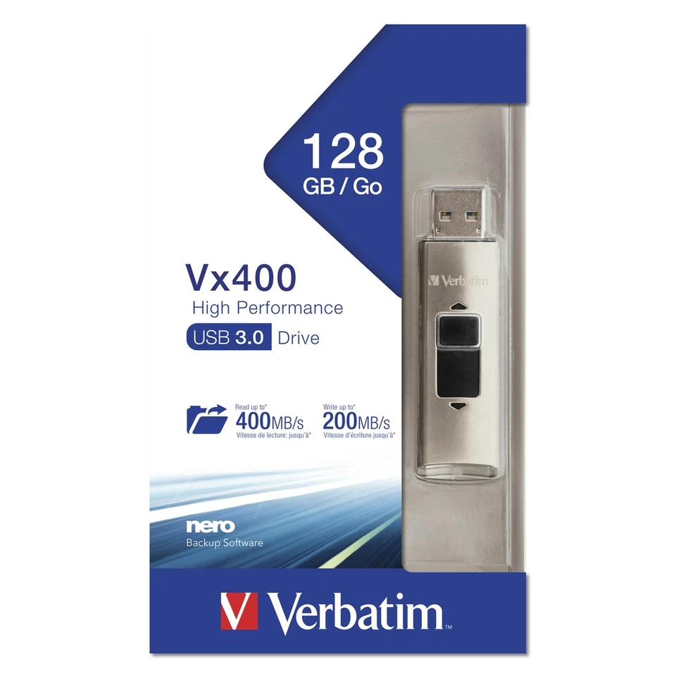 Verbatim Americas Llc 47690 Store 'N' Go Vx400 Flash Drive 128Gb Usb 3.0 Silver - Image 3 of 4