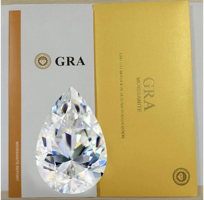 GRA Certified Loose Moissanite Stone Pear Cut 4.00 Ct White D Color VVS1 8x12 mm