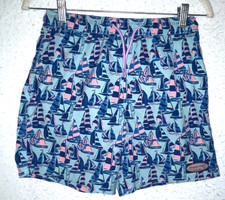 Vineyard Vines Boy Youth sz M Blue Regatta Sailboats Swim Trunks Drawstring