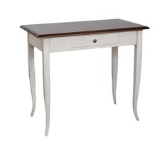 SCRIVANIA SCRITTOIO SHABBY CHIC BIANCO ANTICATO E NOCE SCURO MOD CINDY