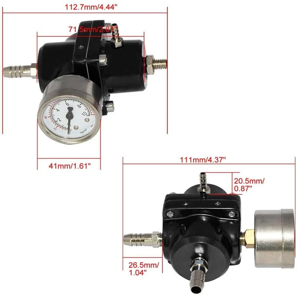 Алюминиевый универсальный регулируемый регулятор давления топлива + датчик + комплект фитингов - Изображение 4 из 4