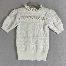 Janie and Jack Ruffle Mock Neck Sweater Girls Cable Knit Design Ivory Read