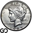 1934-S Peace Dollar, Tough Choice AU Better Date