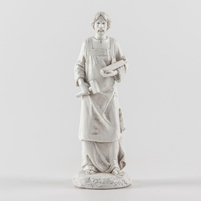 7 inch Saint Joseph The Worker Statue,Hand Painted Catholic Father of White 
