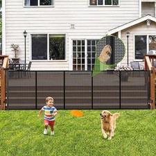 Reinforced 120" Wide Outdoor Retractable Gate, All-Weather Resistant, Black