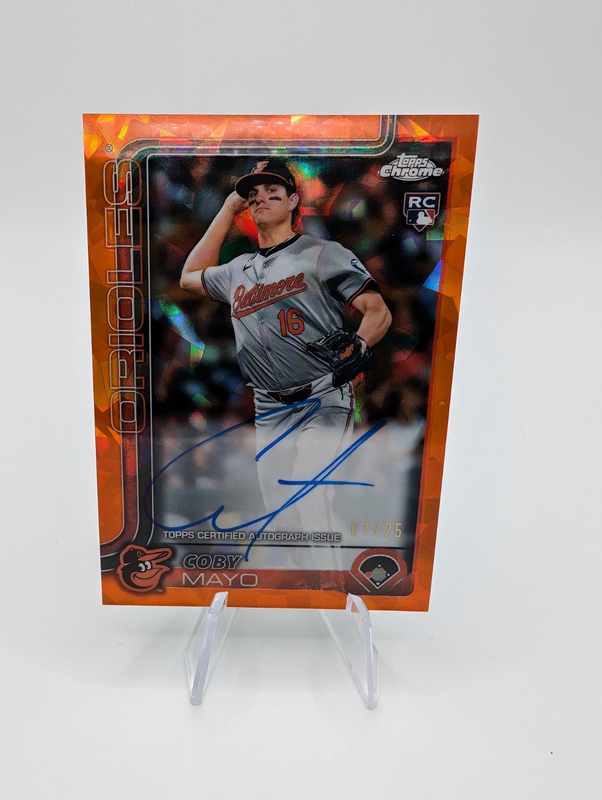 2025 Topps Chrome Sapphire Coby Mayo Auto Orange Rookie #RA-CMA /25 - Orioles