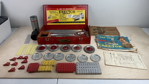 A.C. GILBERT ERECTOR No. 4 1/2 - Motorisierter Satz 1954 fehlender Motor unvollständig