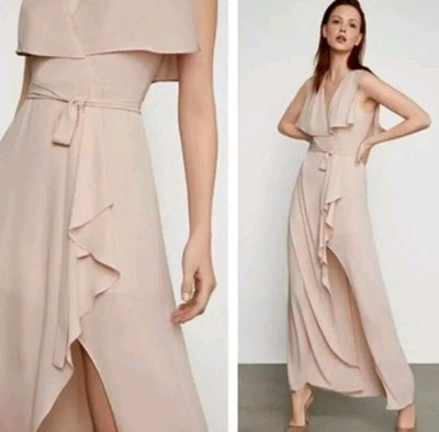 NEW BCBG MAX AZRIA SLIT-SLEEVE OVERLAY GOWN BARE PINK WQR6229835 SIZE 12