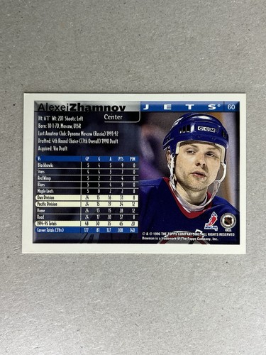 1995-96 Bowman Winnipeg Jets Hockey #60 Alexei Zhamnov - Picture 2 of 2