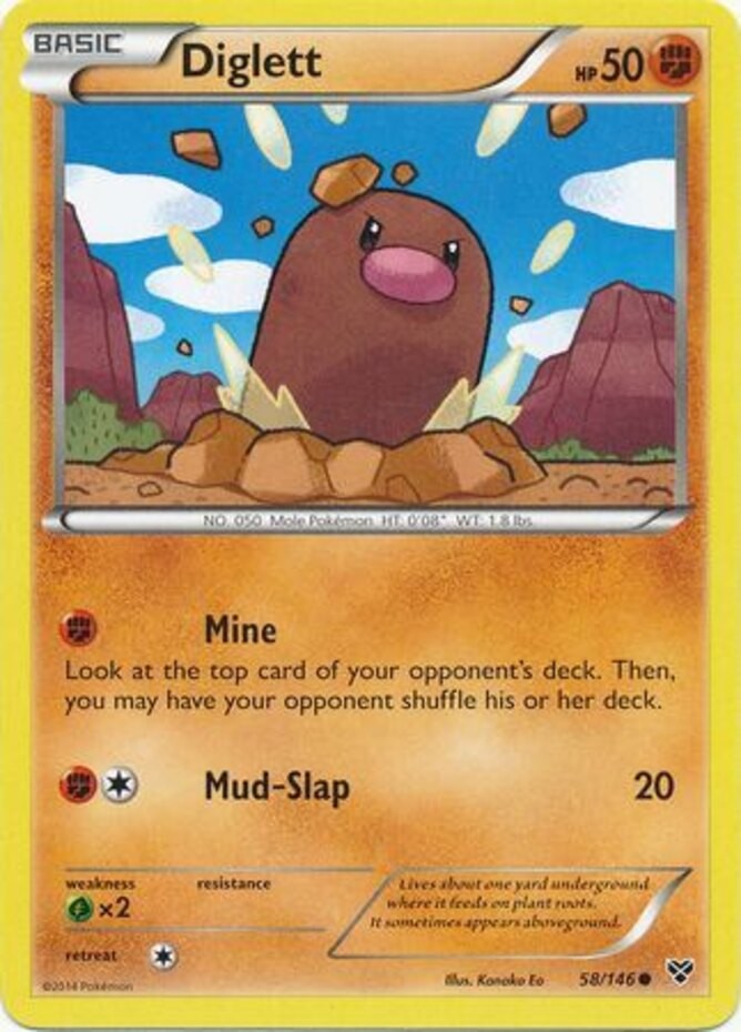 Diglett - 58/146 - Common (Near Mint) XY Base Set - Fighting Pokémon