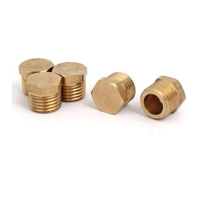 5 Pcs 1/4BSP Male Thread Brass Hex Head Pipe Plug Connector Fitting
