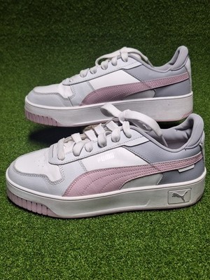Puma Carina Street Leather Sneakers Platform Womens Size 8 M Pink Gray White