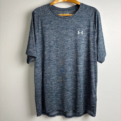 Under Armour Men's XXL Tech Tee HeatGear Activewear Blue Gray Heather