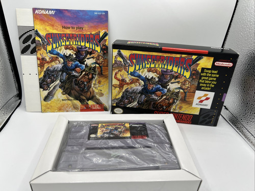 Super Nintendo Sunset Riders Konami 1993 SNES Game Manual Complete In Box CIB - Picture 1 of 11