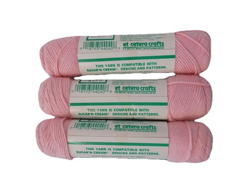 Vintage cotone-tutto 100% cotone filato 2 oz matassine rosa bambino lotto di 3 NUOVO - Foto 2 di 4