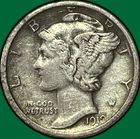 1919-D Mercury Dime Extremely Fine XF Coin, Cleaning #34163