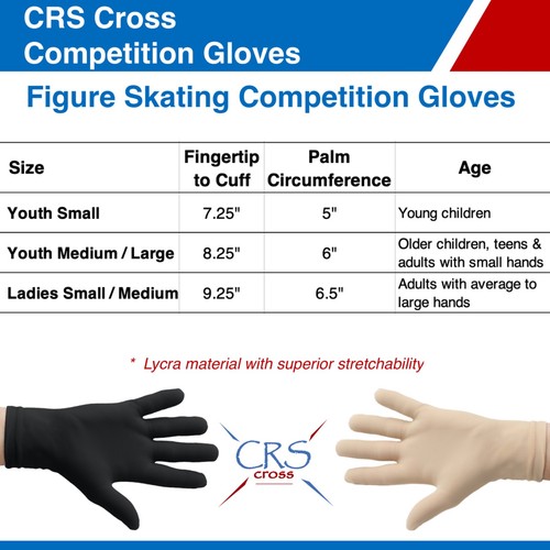 Guanti da competizione CRS Cross Figure Skating Nero o Tan-Competition lycra USATI - Foto 2 di 7