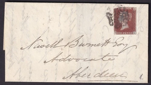 GB 1842 APRIL Cover 1d red Maltese Cross to Aberdeen