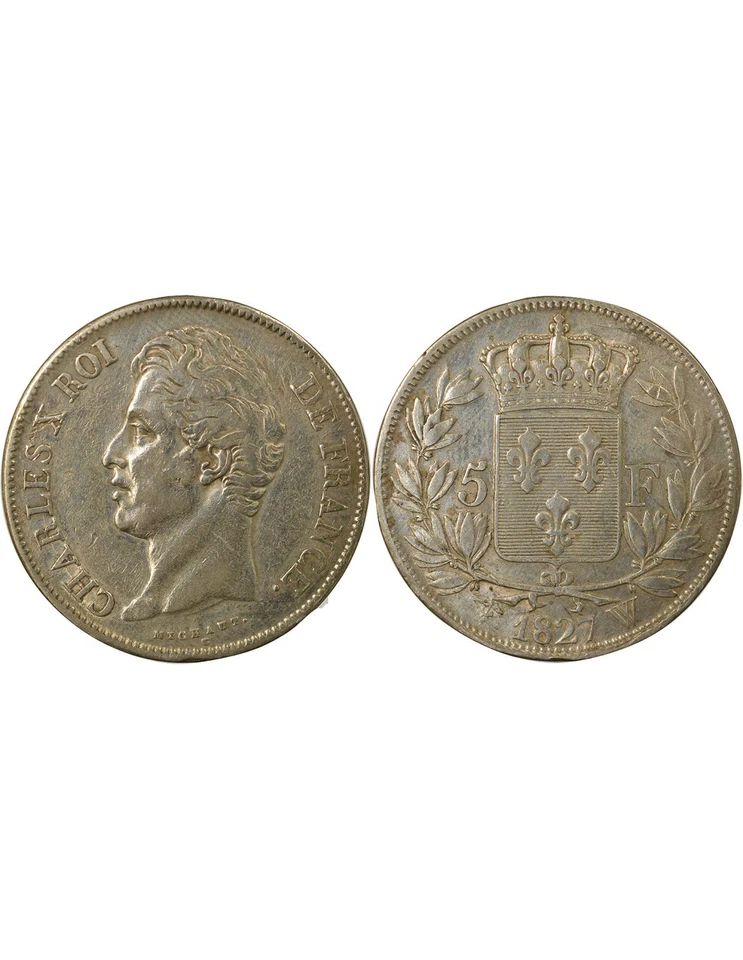 France Charles X - 5 Francs Argent, 2e Type - 1827 W Lille - Photo 1/3