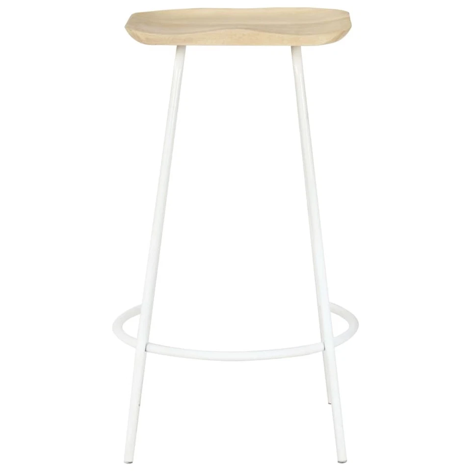 Bar Stool Set of 4 Bleached wood and white - Image 4 of 4