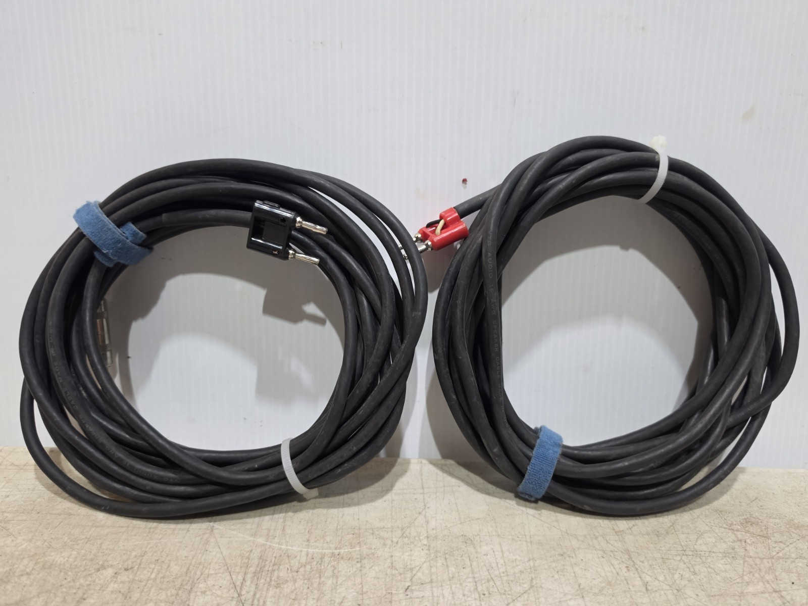 LOT OF 2- 25 FT  1/4" TS to Dual Banana VTG AUDIO 16 AWG SPEAKER CABLES