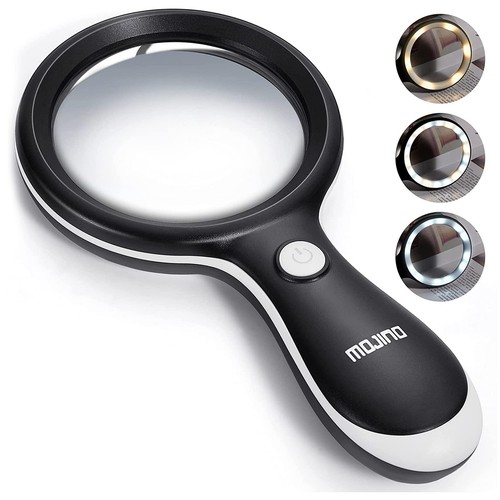 10X Lighted Large Handheld Reading Magnifier Glasses with 18 LED Lights for M...