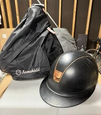 Samshield Miss Shield Helmet & Bag - L Shell in Matte Black/Rose Gold 