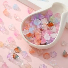 100Pcs Glass Bellflower Beads for Jewelry Making Mixed Color Trumpet Flower Bead