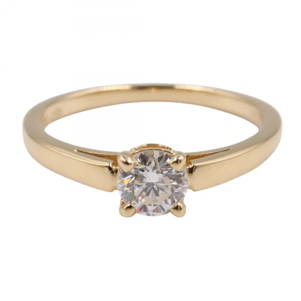 Anillo solitario de diamantes con glifo BVLGARI de oro amarillo de 18 quilates usado para mujer talla 3,75 de EE. UU. Foto 2 de 4