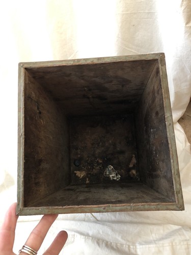 Antique Brass Repousse over Wood Kindling Box Trash Can Victorian Children Dog - Picture 10 of 11