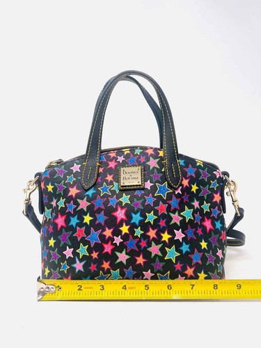 Dooney & Bourke Black/Multi Star Leather Designer Satchel - Picture 8 of 9