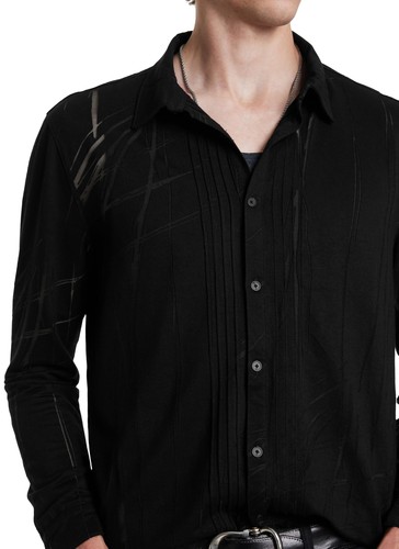 John Varvatos Men's Phoenix Shirt, Black, Large - Picture 2 of 5