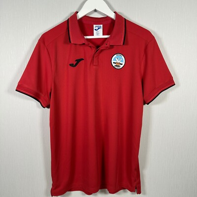 #ad Joma Swansea City Mens Large AFC Football Club Polo Shirt Red Logo Short Sleeve