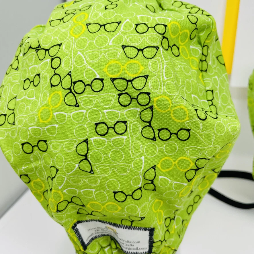 Eye Glasses - Spectacles on Green Backing Unisex Skull/Chemo Surgical Scrub Hat - Image 3 of 3